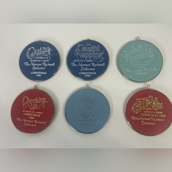Vintage Norman Rockwell Cameo Hallmark Keepsake Ornament Set of 6 80's #2, #5-9 - Picture 1 of 12